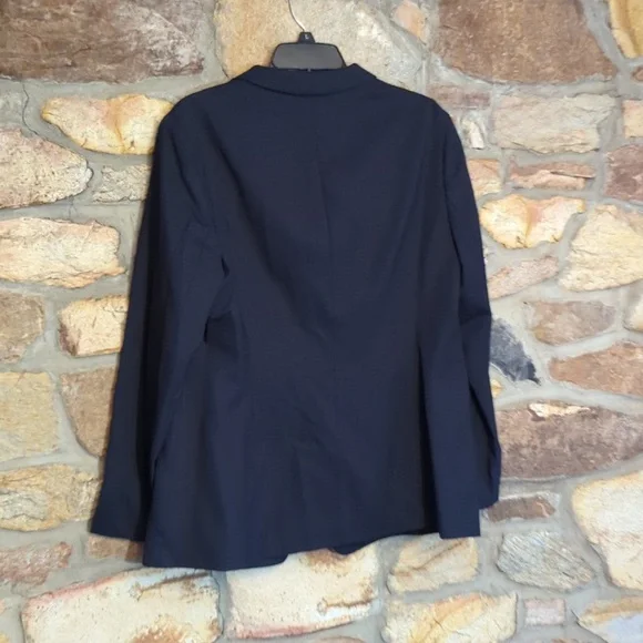 Boss Virgin Stretch Wool Navy Women's Blazer - Picture 7 of 13